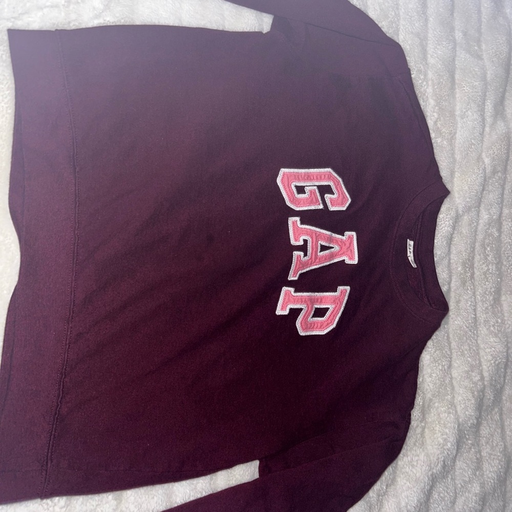 GAP Burgundy Sweatshirt with Pink Lettering - Picture 2 of 3